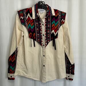 Banjo Dallas TX Vintage Rodeo Cowgirl Western Button Down‎ Shirt Women's Size S
